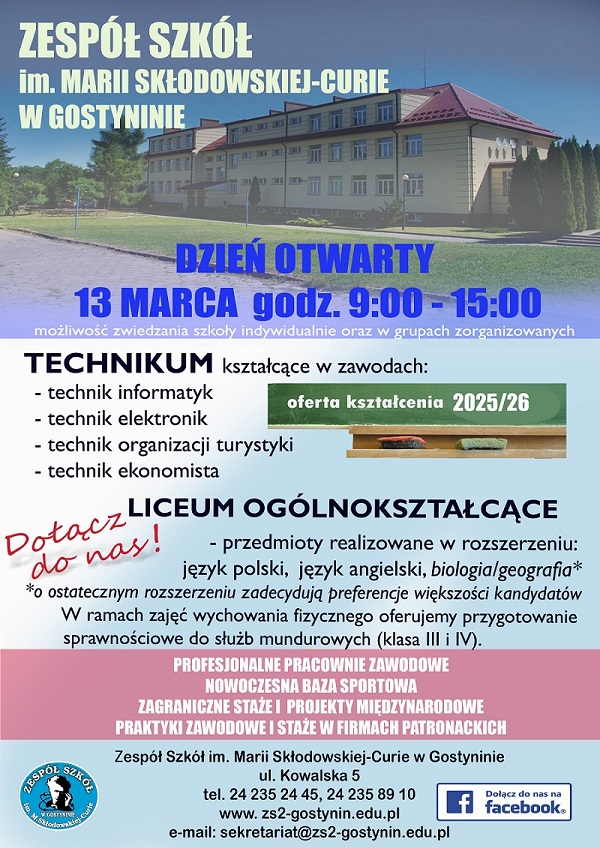 Zaproszenie na dzie otwarty ZSZ